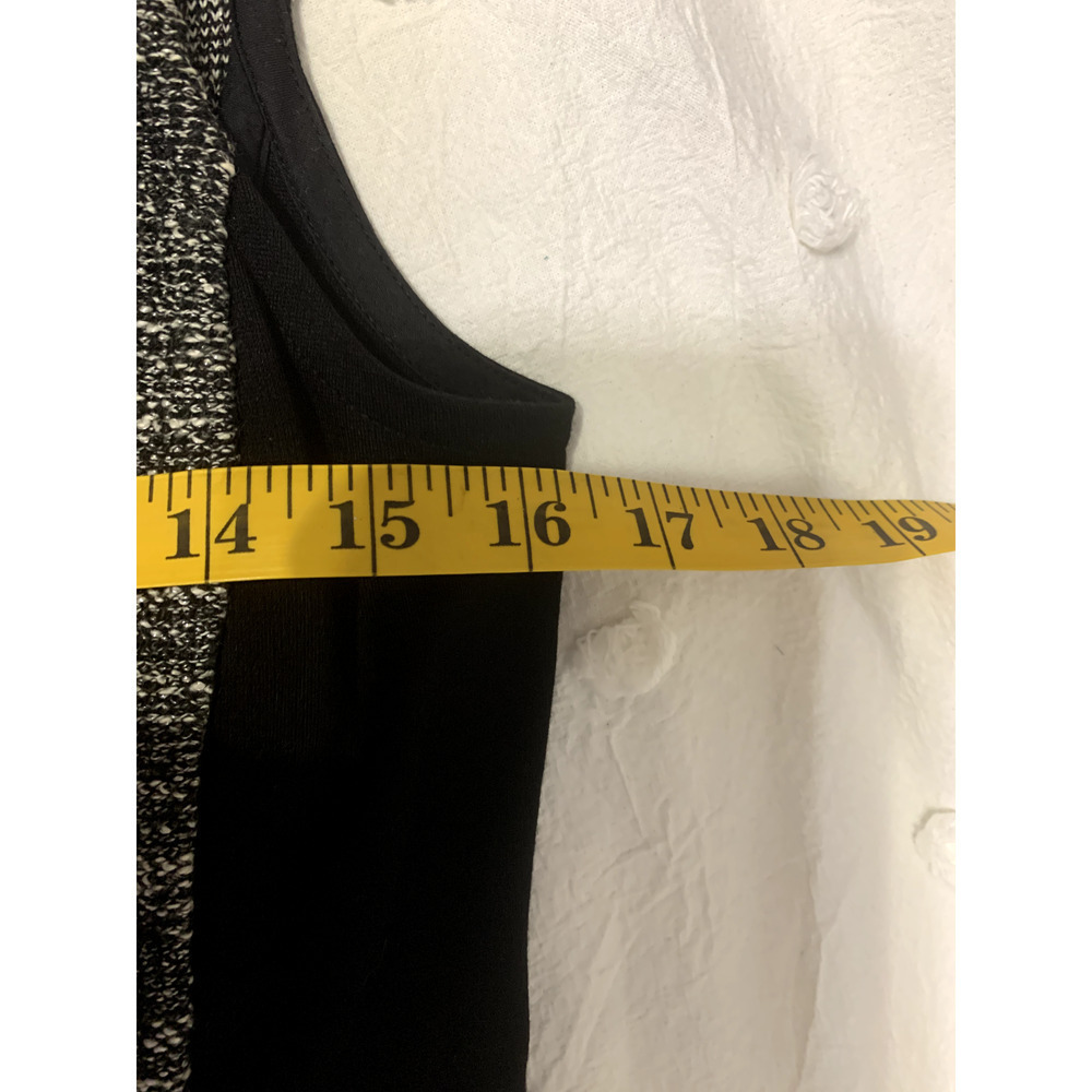 Eileen Fisher Sz S Black Knit White Black Nubby Knit Inset Bodycon Dress Career - Picture 3 of 8